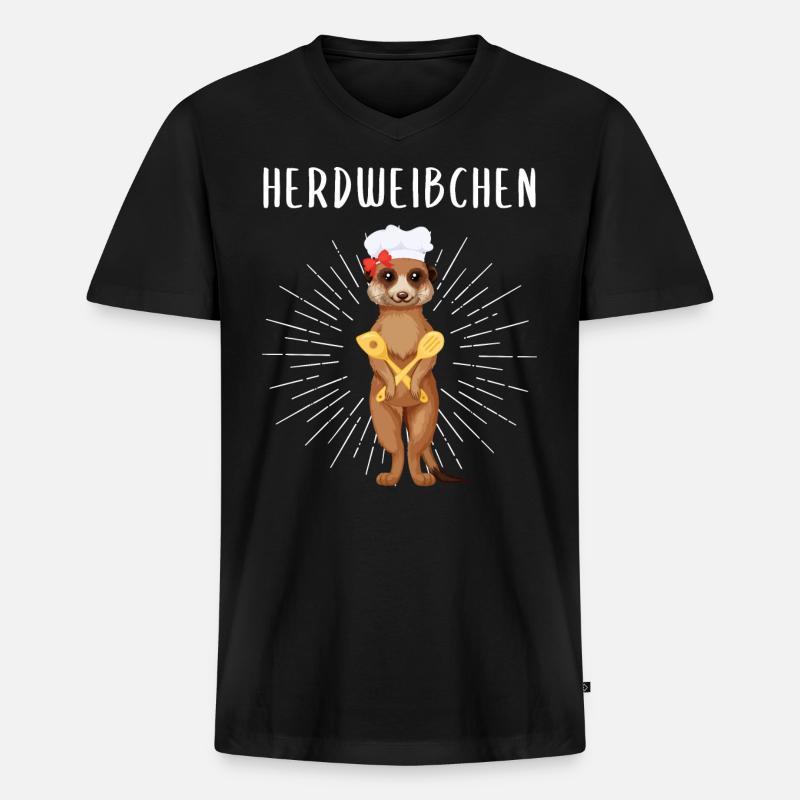 Herdweibchen - Erdmännchen als Herdmännchen - Männer Premium Bio T-Shirt mit V-Ausschnitt - Schwarz