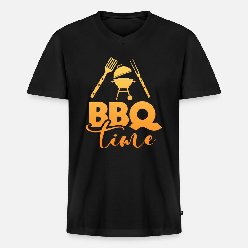 BBQ - Männer Premium Bio T-Shirt mit V-Ausschnitt - Schwarz