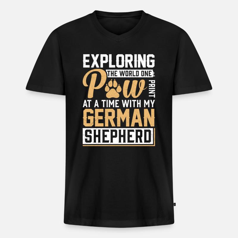 Schäferhund - Männer Premium Bio T-Shirt mit V-Ausschnitt - Schwarz