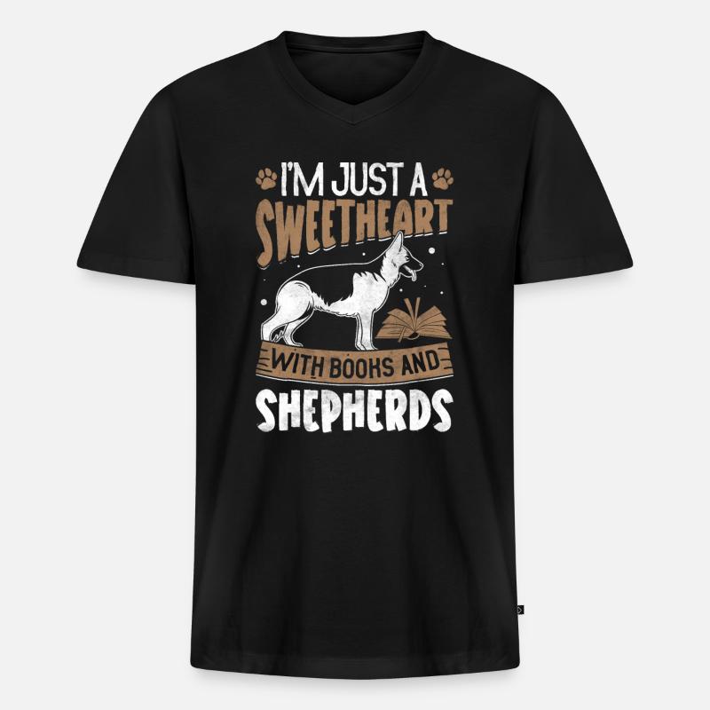 Schäferhund - Männer Premium Bio T-Shirt mit V-Ausschnitt - Schwarz