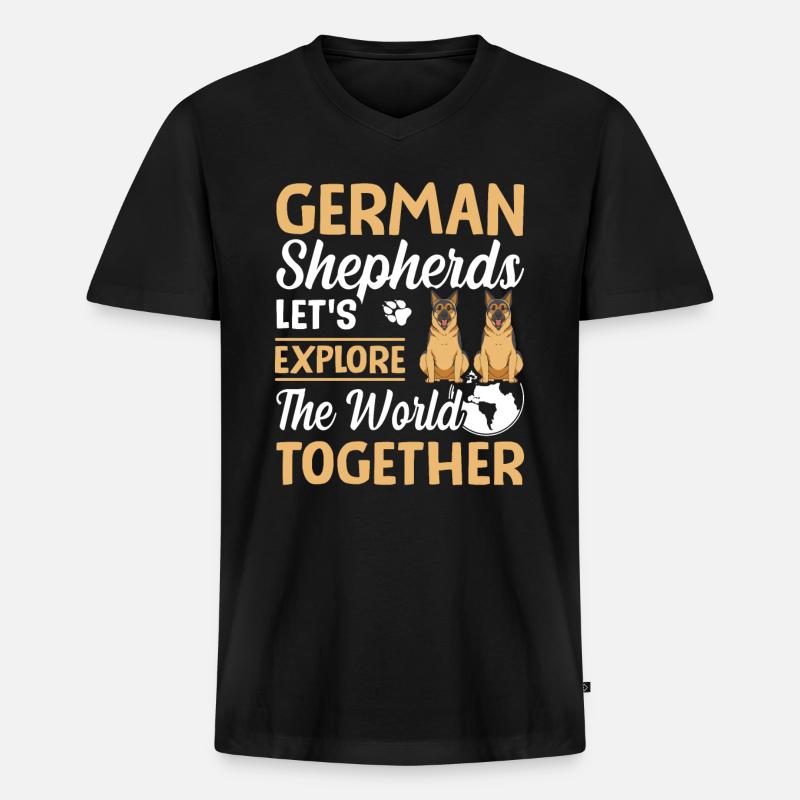 Deutscher Schäferhund - Männer Premium Bio T-Shirt mit V-Ausschnitt - Schwarz