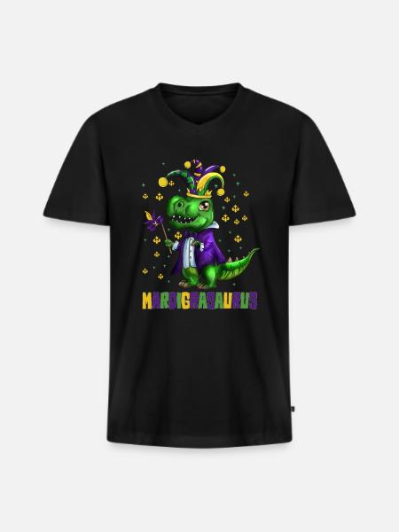 Children's Carnival Parade Dinosaur Mardigrasaurus - Men's Premium Organic T-shirt with V-neck - black