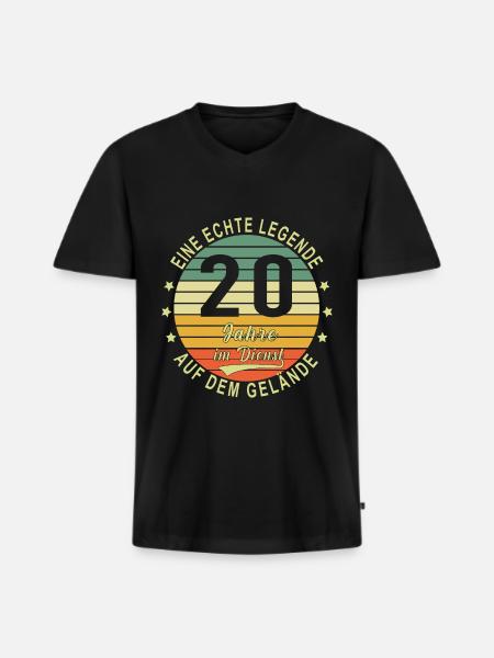 20 Jähriges Dienstjubiläum Arbeitsjubiläum - Männer Premium Bio T-Shirt mit V-Ausschnitt - Schwarz