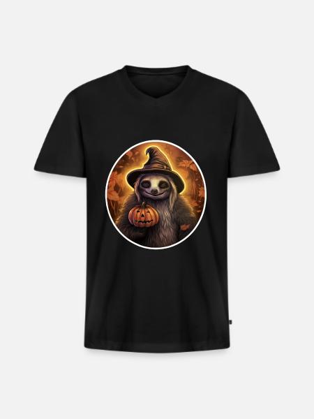 Halloween Sloth 3 - Men's Premium Organic T-shirt with V-neck - black