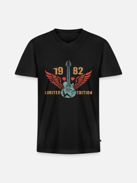 Guitariste Guitariste 1982 - T-shirt encolure en V Premium bio Homme - noir