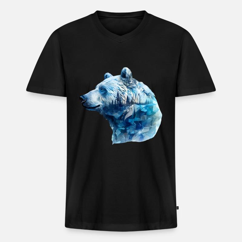 Eisbär - Männer Premium Bio T-Shirt mit V-Ausschnitt - Schwarz