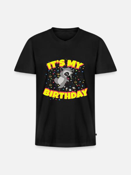 Lemur Birthday - Men's Premium Organic T-shirt with V-neck - black