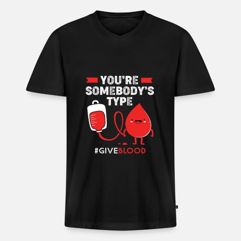 Blutspende Blut Blutspender - Männer Premium Bio T-Shirt mit V-Ausschnitt - Schwarz