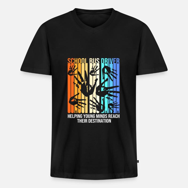 Schulbus Schulbusfahrer Busfahrer - Männer Premium Bio T-Shirt mit V-Ausschnitt - Schwarz