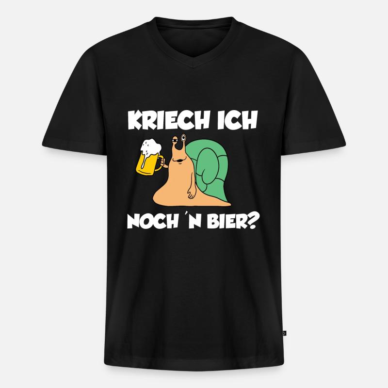 Kriech Ich Noch Ein Bier - Männer Premium Bio T-Shirt mit V-Ausschnitt - Schwarz