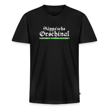 Sächsisches Original Heimat Sachsen stolzer Sachse - Männer Premium Bio T-Shirt mit V-Ausschnitt - Schwarz - Vorne - Nico (187cm)