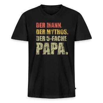 Der Mann der Mythos der 5 fache Papa mit 5 Kinder - Männer Premium Bio T-Shirt mit V-Ausschnitt - Schwarz - Vorne - Nico (187cm)