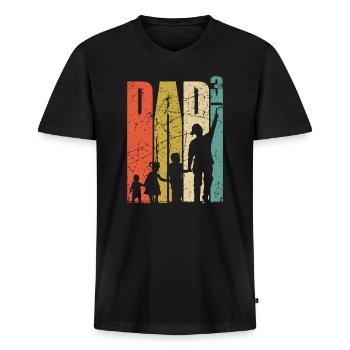 Dad hoch 3 Vater dreifacher Papa Geschenk Maler - Männer Premium Bio T-Shirt mit V-Ausschnitt - Schwarz - Vorne - Nico (187cm)