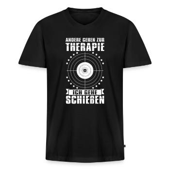 Sportschießen Sportschütze Schießsport Geschenk - Männer Premium Bio T-Shirt mit V-Ausschnitt - Schwarz - Vorne - Nico (187cm)