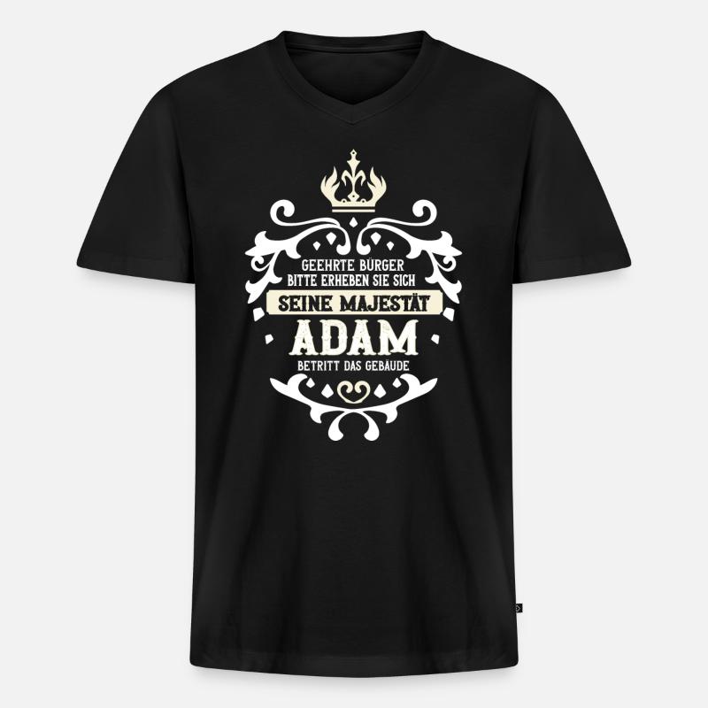 Adam - Männer Premium Bio T-Shirt mit V-Ausschnitt - Schwarz