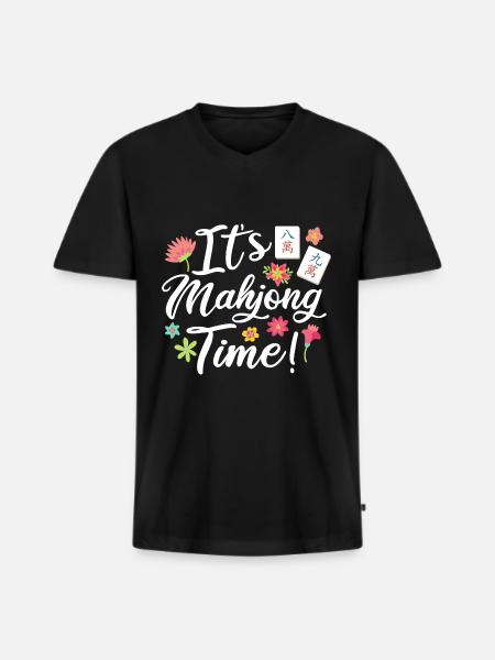 Gift for Mahjong Fans - Men's Premium Organic T-shirt with V-neck - black