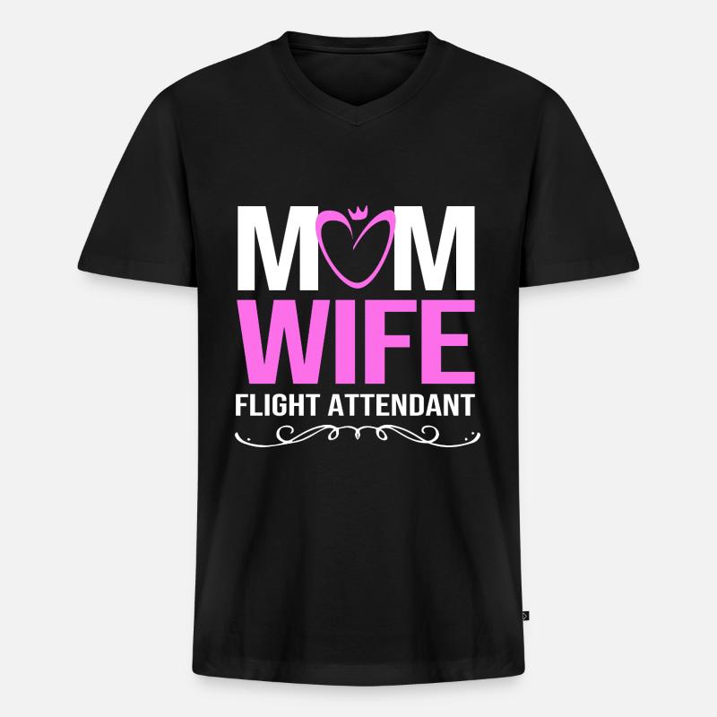 Stewardess Flugbegleiter - Männer Premium Bio T-Shirt mit V-Ausschnitt - Schwarz