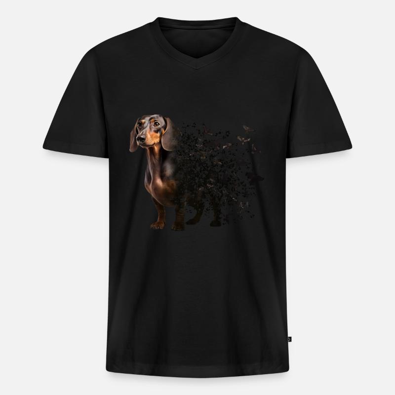 Dackel - Männer Premium Bio T-Shirt mit V-Ausschnitt - Schwarz