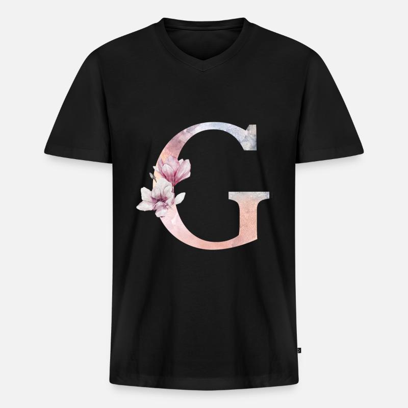 Buchstabe G - Männer Premium Bio T-Shirt mit V-Ausschnitt - Schwarz