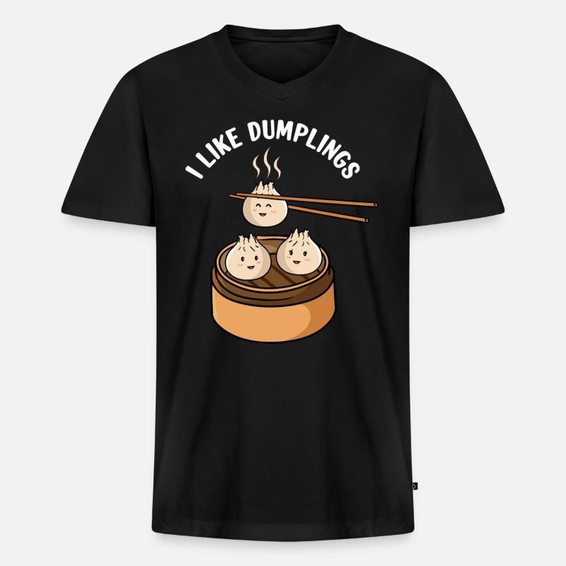 Dumplings Dim Sum - Männer Premium Bio T-Shirt mit V-Ausschnitt - Schwarz