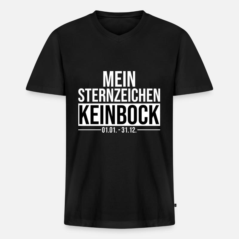 Mein Sternzeichen Keinbock - Männer Premium Bio T-Shirt mit V-Ausschnitt - Schwarz