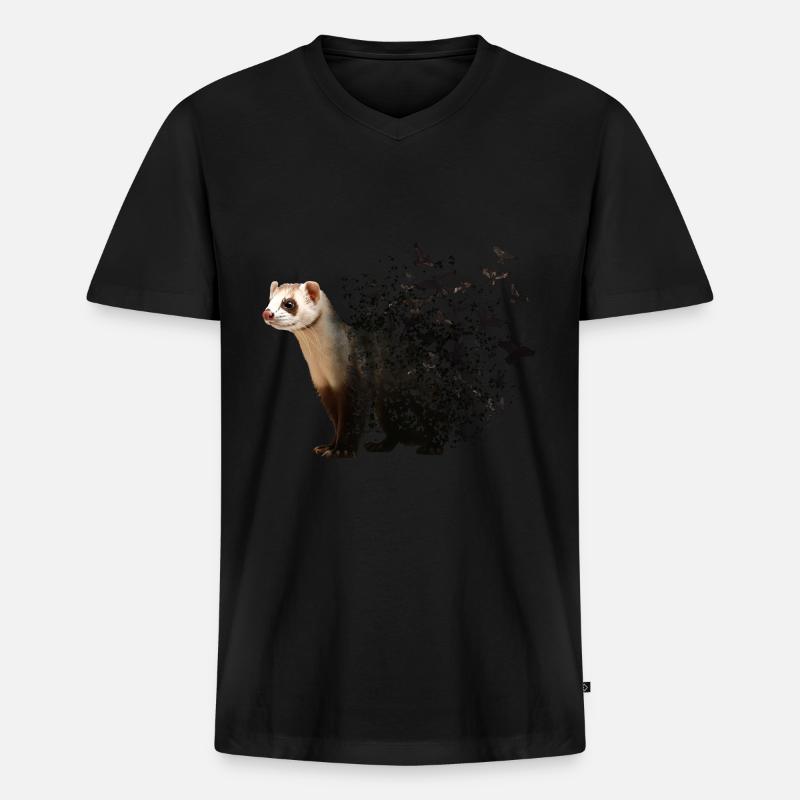 Frettchen - Männer Premium Bio T-Shirt mit V-Ausschnitt - Schwarz