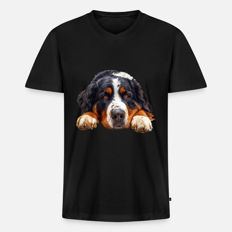 Bernese Mountain Dog - Männer Premium Bio T-Shirt mit V-Ausschnitt - Schwarz