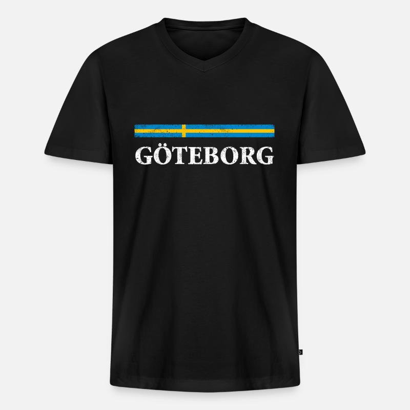 Göteborg - Männer Premium Bio T-Shirt mit V-Ausschnitt - Schwarz