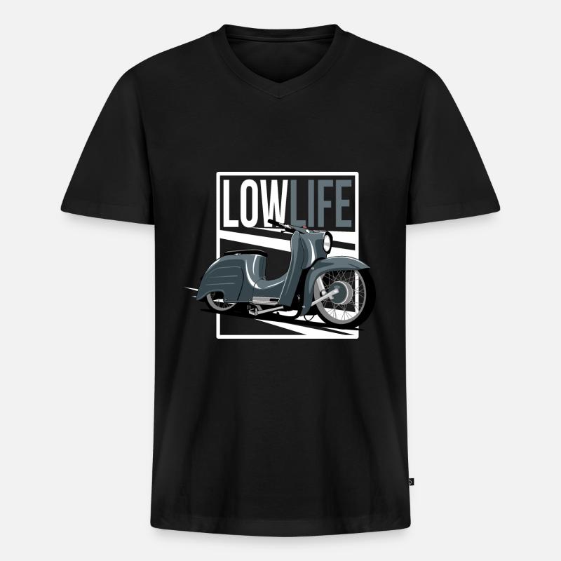 low life moped - Männer Premium Bio T-Shirt mit V-Ausschnitt - Schwarz