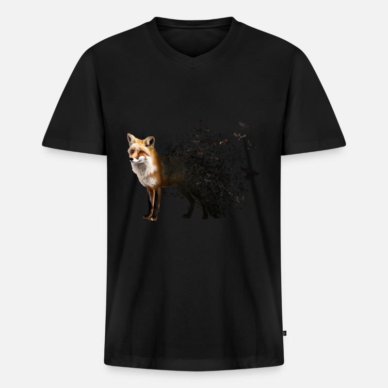 Fuchs - Männer Premium Bio T-Shirt mit V-Ausschnitt - Schwarz