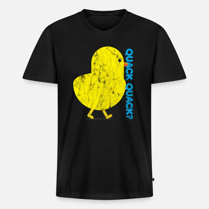 Animals Chicken Quack - Männer Premium Bio T-Shirt mit V-Ausschnitt - Schwarz
