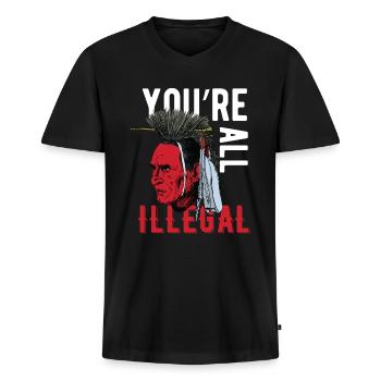 indians 4 - Männer Premium Bio T-Shirt mit V-Ausschnitt - Schwarz - Vorne - Nico (187cm)