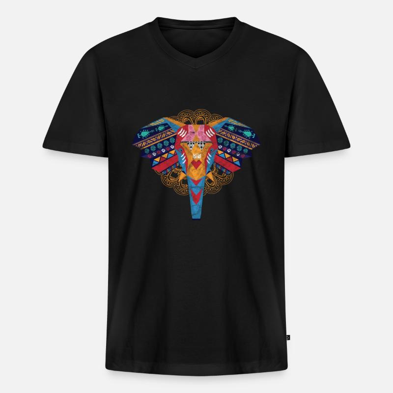 Kunst - Elefant - Männer Premium Bio T-Shirt mit V-Ausschnitt - Schwarz
