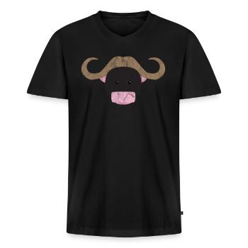 Cute animals bull - Men's Premium Organic T-shirt with V-neck - black - Front - Nico (187cm)