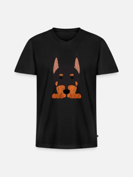 Netter Tier-Hund - Männer Premium Bio T-Shirt mit V-Ausschnitt - Schwarz