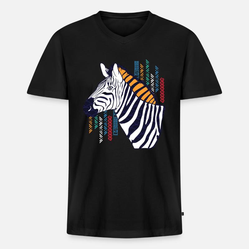 Globales Nomadenpferd - Männer Premium Bio T-Shirt mit V-Ausschnitt - Schwarz