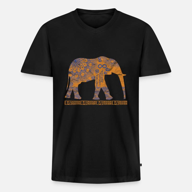 Globaler Nomaden-Elefant - Männer Premium Bio T-Shirt mit V-Ausschnitt - Schwarz