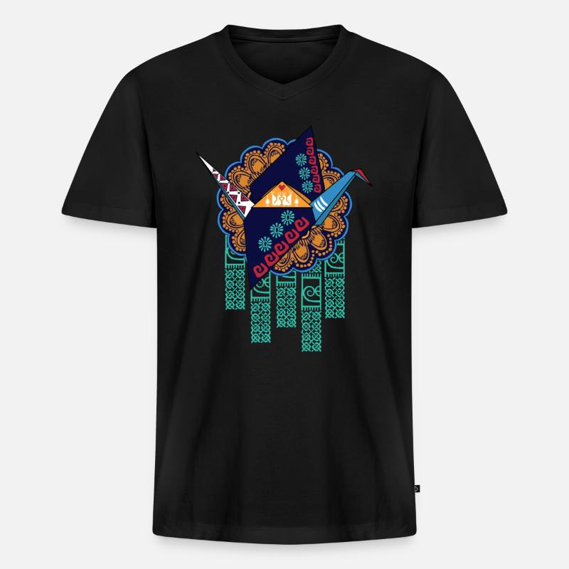 Globaler Nomade - Männer Premium Bio T-Shirt mit V-Ausschnitt - Schwarz
