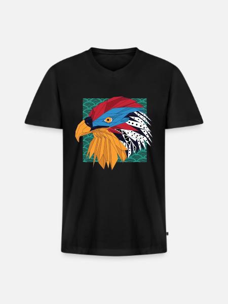 Globaler Nomadenadler - Männer Premium Bio T-Shirt mit V-Ausschnitt - Schwarz