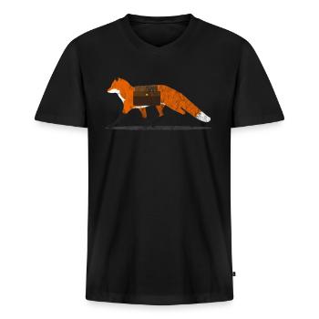 Animals fox - Men's Premium Organic T-shirt with V-neck - black - Front - Nico (187cm)