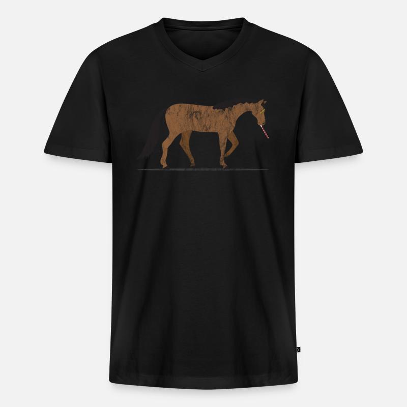 Tiere Pferd - Männer Premium Bio T-Shirt mit V-Ausschnitt - Schwarz