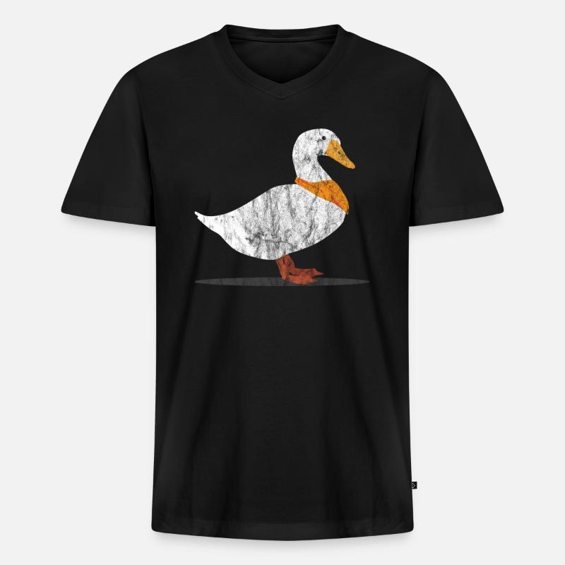 Tiere Ente - Männer Premium Bio T-Shirt mit V-Ausschnitt - Schwarz