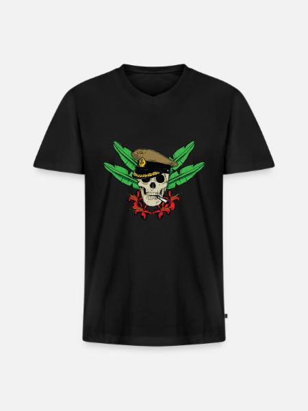 Tiefer Dschungel - Captain Skull - Männer Premium Bio T-Shirt mit V-Ausschnitt - Schwarz