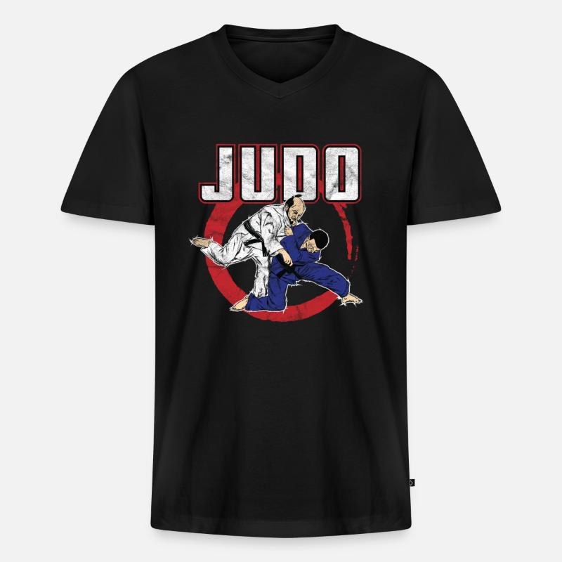 Judo - Männer Premium Bio T-Shirt mit V-Ausschnitt - Schwarz