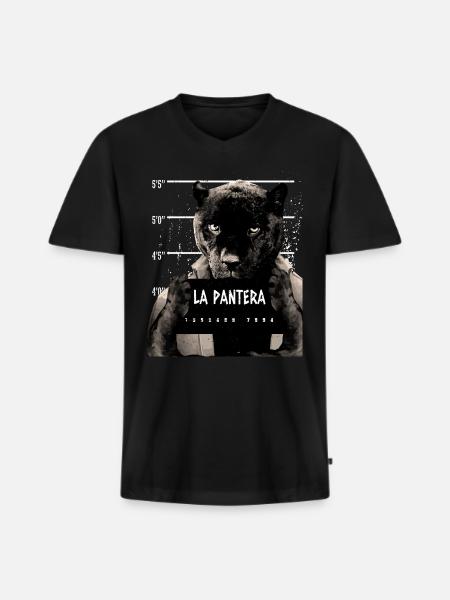 Animal Print Schwarzer Panther - Männer Premium Bio T-Shirt mit V-Ausschnitt - Schwarz