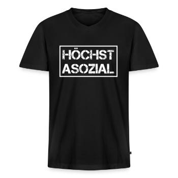 Asozial Rebell wild frei Gesellschaft Mainstream - Männer Premium Bio T-Shirt mit V-Ausschnitt - Schwarz - Vorne - Nico (187cm)