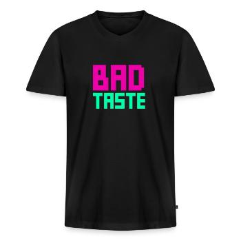 Bad Taste Party themed outfit Fashion Neon Retro - Men's Premium Organic T-shirt with V-neck - black - Front - Nico (187cm)