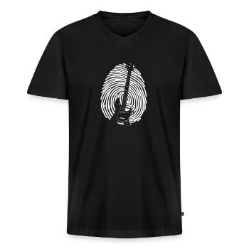 Basgitaar bandmuzikant gitaar cadeau vinger - Mannen Premium Bio T-shirt met V-hals - zwart - Voor - Nico (187cm)