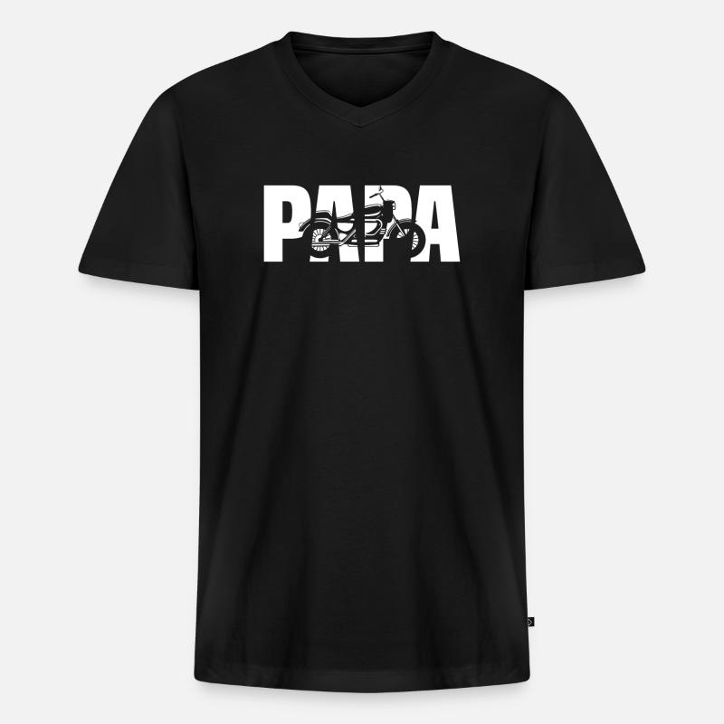 Papa Biker Geschenk Vater Biker - Männer Premium Bio T-Shirt mit V-Ausschnitt - Schwarz