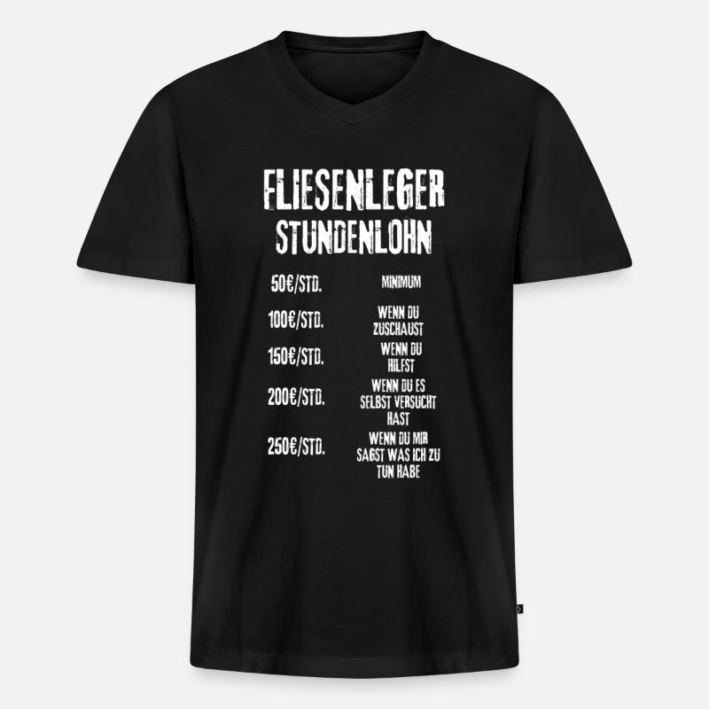 Fliesenleger - Männer Premium Bio T-Shirt mit V-Ausschnitt - Schwarz